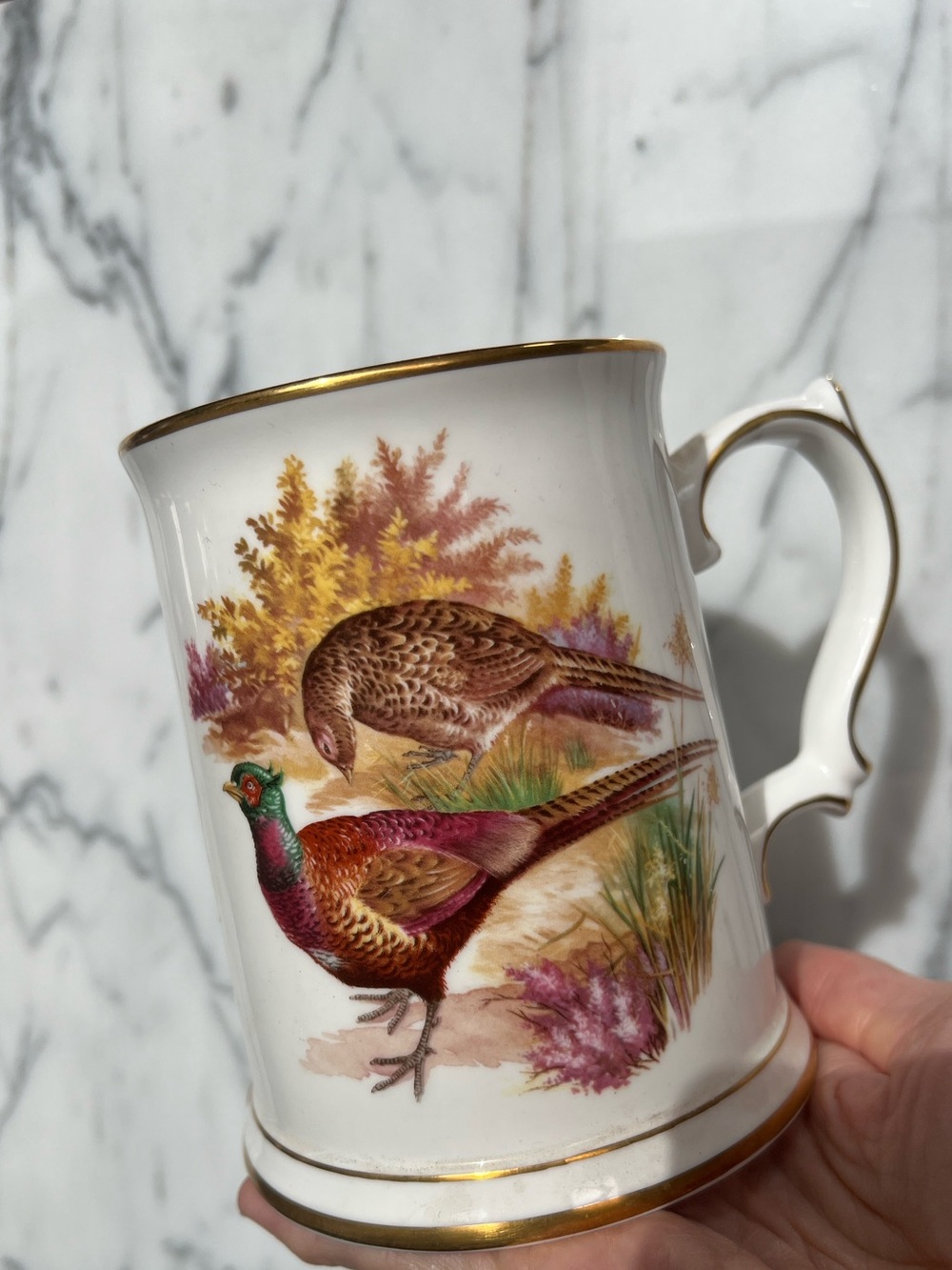 Rare Royal Grafton Bone China Pheasant Accent Mug cabin decor